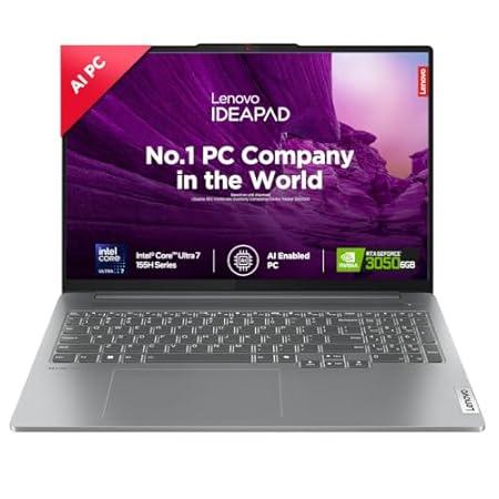 Lenovo IdeaPad Pro 5 Intel Core Ultra 7 155H Built-in AI 16" (40.6cm) 2K OLED 400Nits 120Hz Laptop (16GB/1TB SSD/NVIDIA RTX 3050 6GB/Win11/MSO 21/FHD+IR Camera/1Yr ADP Free/Grey/1.9Kg), 83D4002NIN